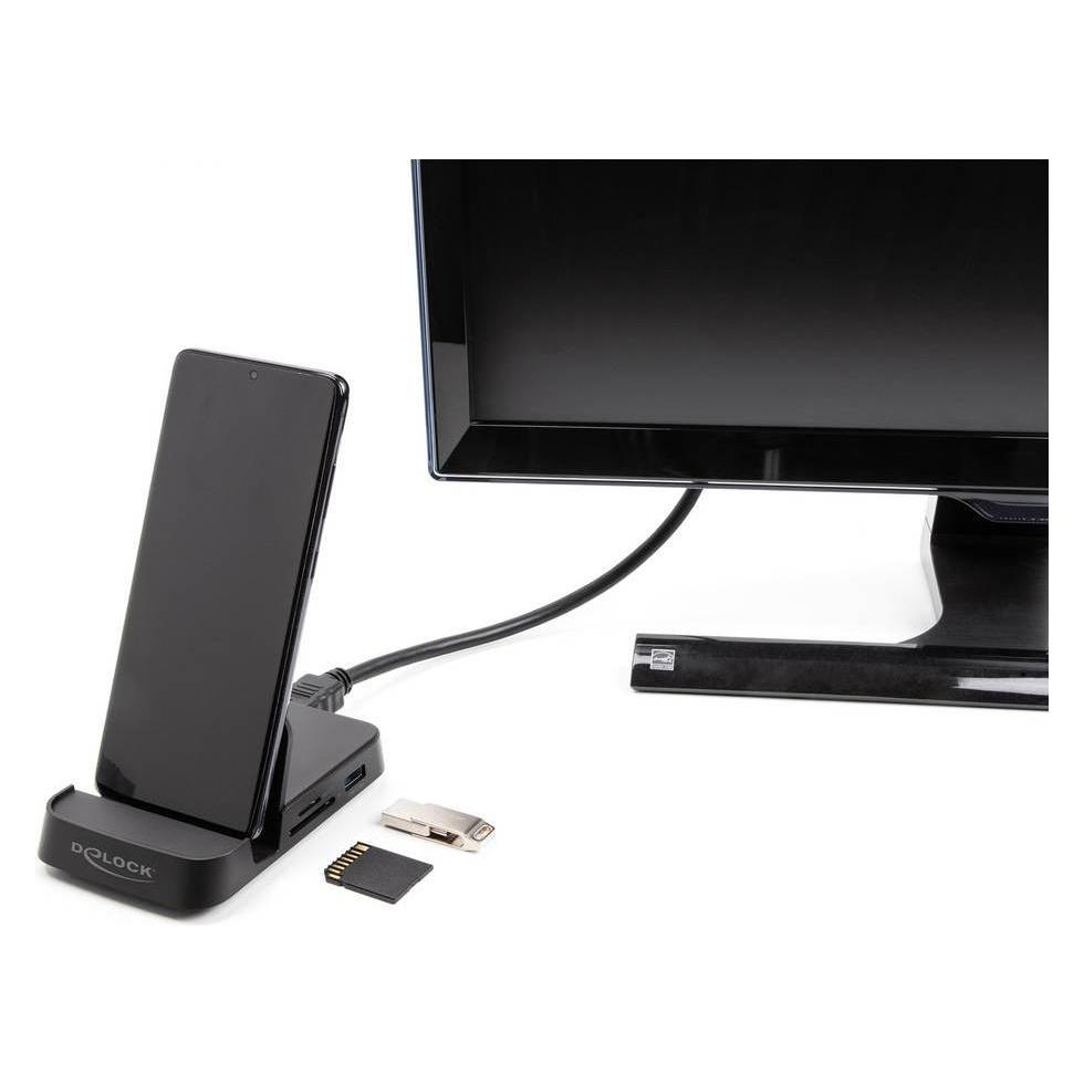 Delock Smartphone Dockingstation 4K mit integrierter Halterung (USB-C, 1 Port) (88018)