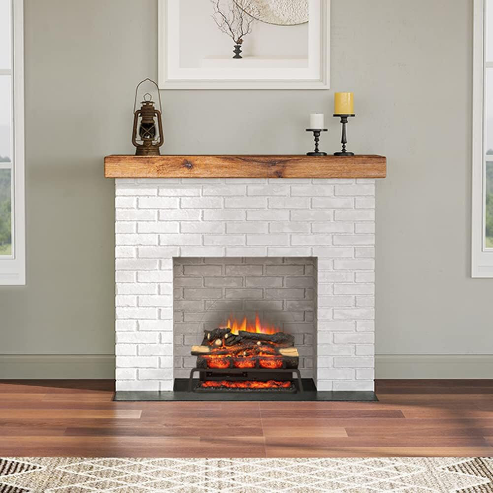 FLAMME 23" Electric Basket Fire with Log Set, Remote Control Birch 50.5cm H X 58cm W X 24cm D