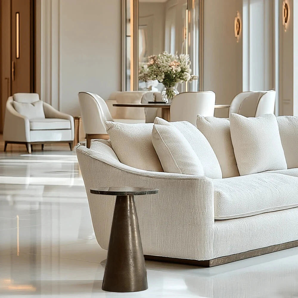 In Stock - Macci Bronze & Dark Marble Round Side Table