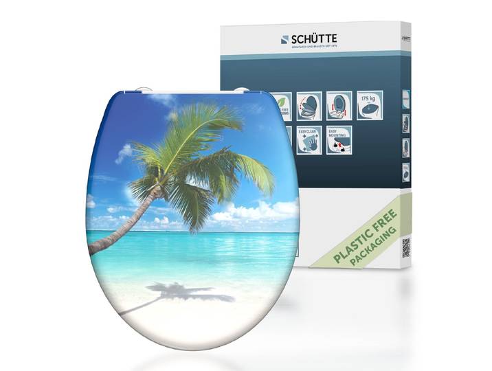 SCHÜTTE WC-Bril 82363 CARRIBEAN - Duroplast - Soft Close - Afklikbaar - RVS-Scharnieren - Decor - 3-zijdige Print