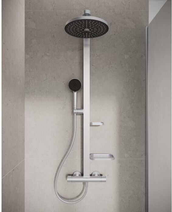 Ideal Standard Duschsystem BD583SI mit Ceratherm Thermostat, 2 Ablagen, Silver