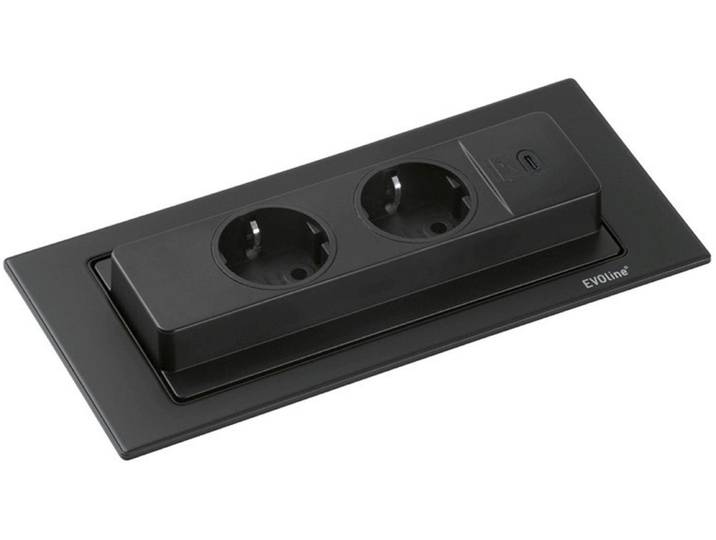 Einbausteckdose Küche EVOline BackFlip Küchensteckdos USB C versenkbar