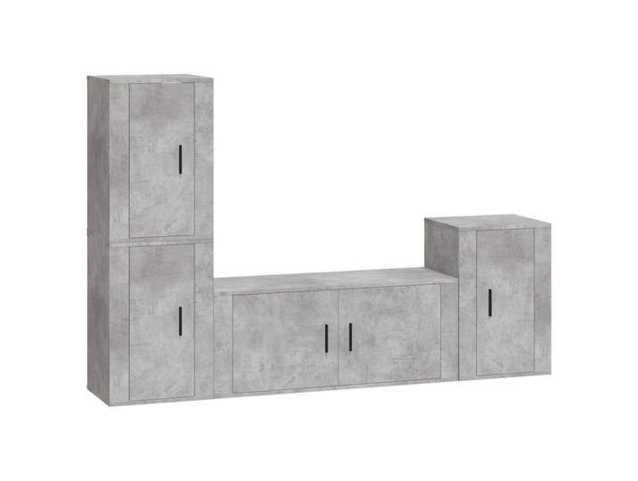 vidaXL TV-Schrank 4-tlg. TV-Schrank-Set Betongrau Holzwerkstoff (4-St)