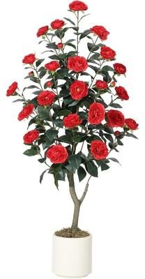 YUN 3 ft Artificial Camellia Tree in Pot