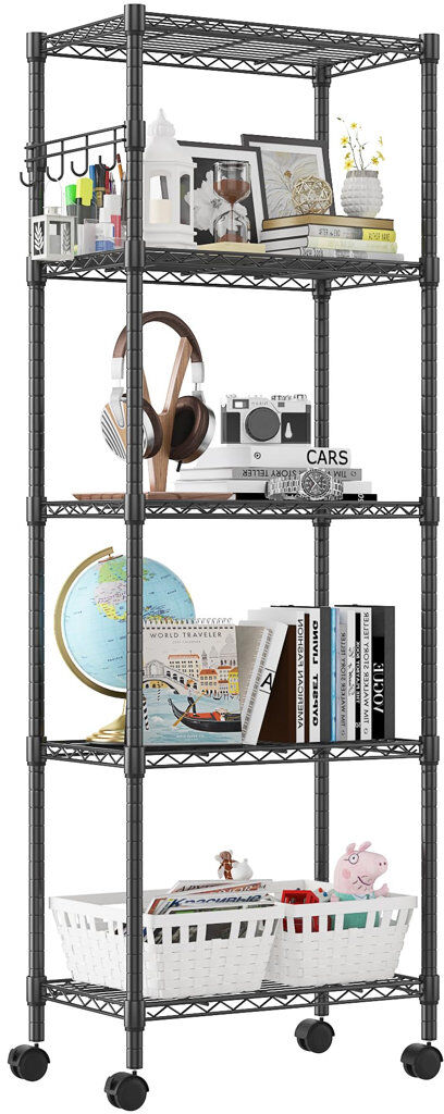 Rebrilliant Elya 59cm W Powder Coated Steel Shelving Unit Black 183cm H X 59cm W X 35cm D