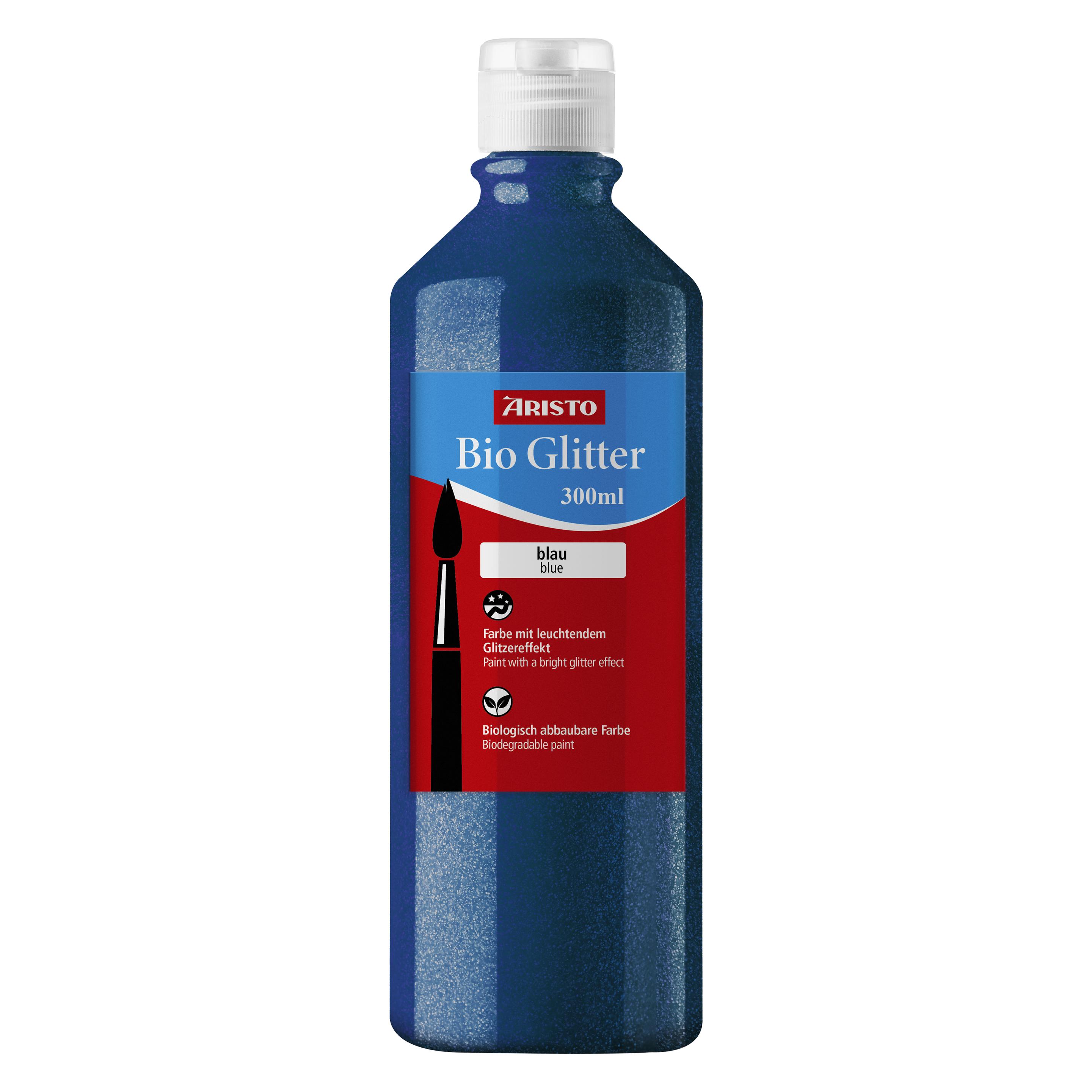 Aristo Bioglitter Paint, Flüssigmalfarbe mit Glitzereffekt, 300 ml Flasche, blau (300 ml) (AR32300)