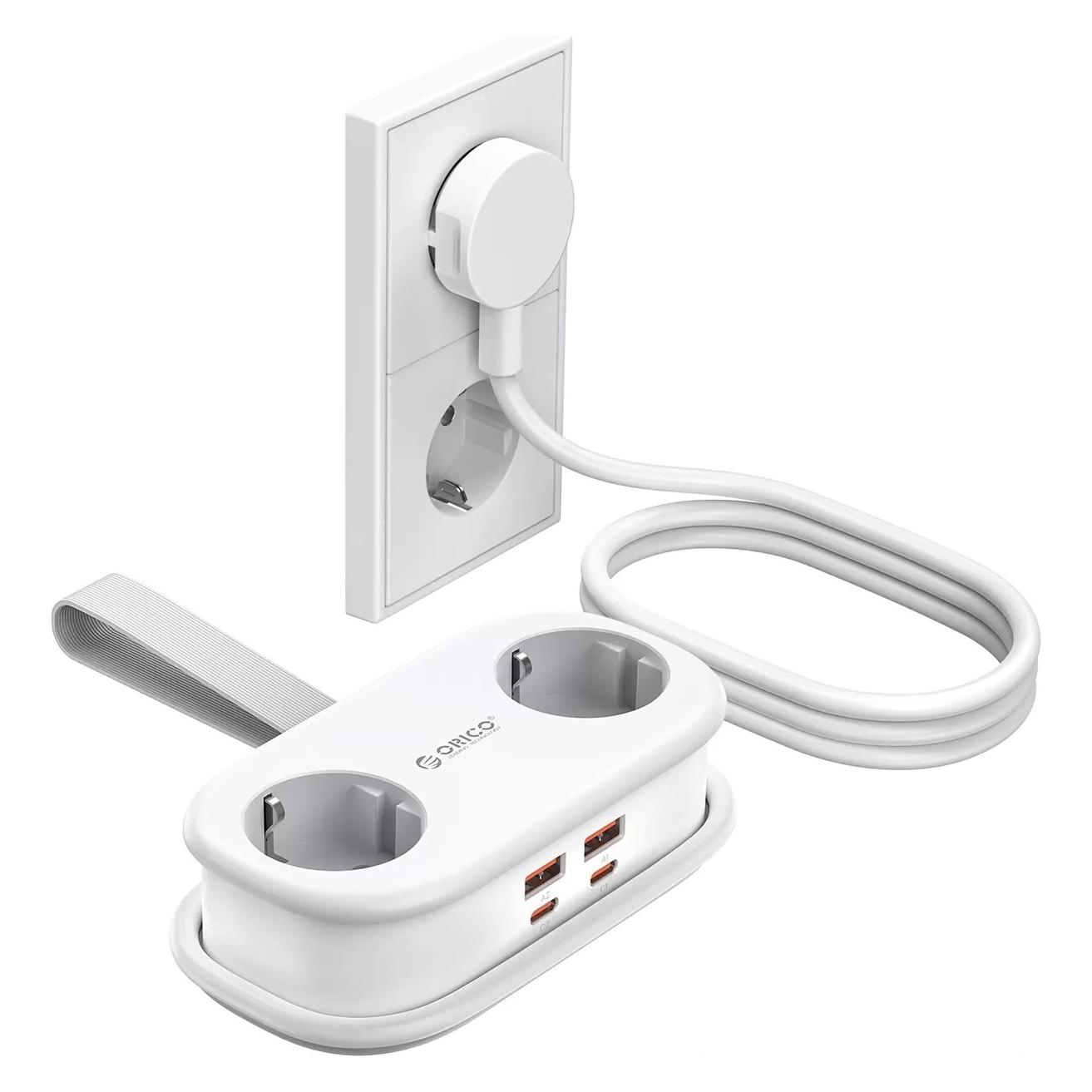 Orico Listwa zasilająca AP3 65W GaN 6w1 2x AC + 2x USB-A + 2x USB-C - biała (6x, CEE 7/3, USB-A, USB-C, 1.53 m) (6942227174567)