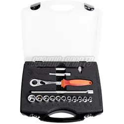 Unior, Steckschlüssel + Stecknuss, 188BI6P15-US Steckschlüssel-Set 1/4" in Plastikbox, red