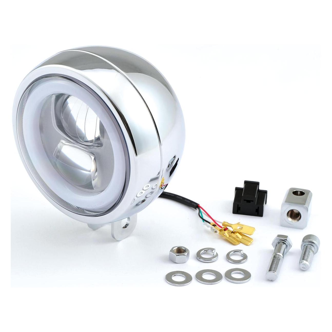 Daytona Motorrad LED-Scheinwerfer "CAPSULE120", Montage unten, verchromt (88636)