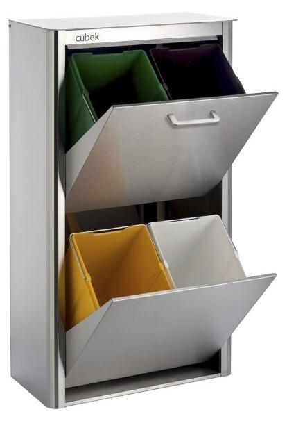 DON HIERRO - CUBEK - Mülleimer / Abfalleimer Mülltrennsystem 80L - 4x20L. Aus Edelstahl