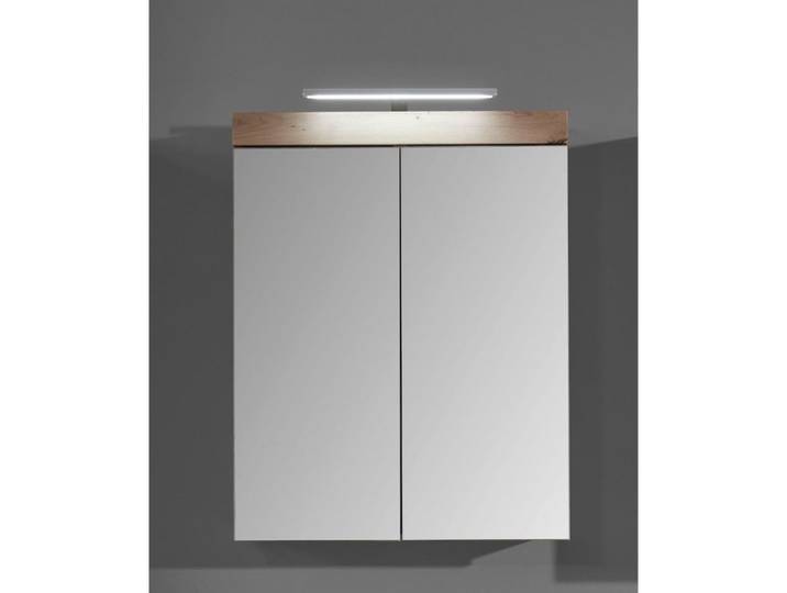 trendteam Spiegelschrank Amanda/Mando Badspiegel Badezimmerspiegel Wandspiegel Beleuchtung Braun 60x77x17cm