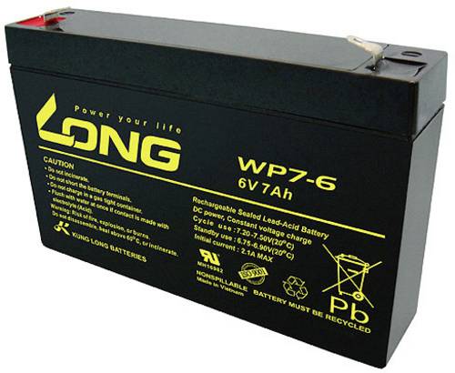 Long WP7-6 WP7-6 Bleiakku 6V 7Ah Blei-Vlies (AGM) (B x H x T) 151 x 100 x 34mm Flachstecker 4.8mm Geringe Selbstentladung