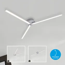 LED Deckenlampe  Designleuchte Wohnzimmerlampe Deckenleuchte Schlafzimmerlampe, Metall Aluminium Kunststoff weiß, 15W 1500lm warmweiß, LxH 68,5x4,6 cm, Briloner 3181-039