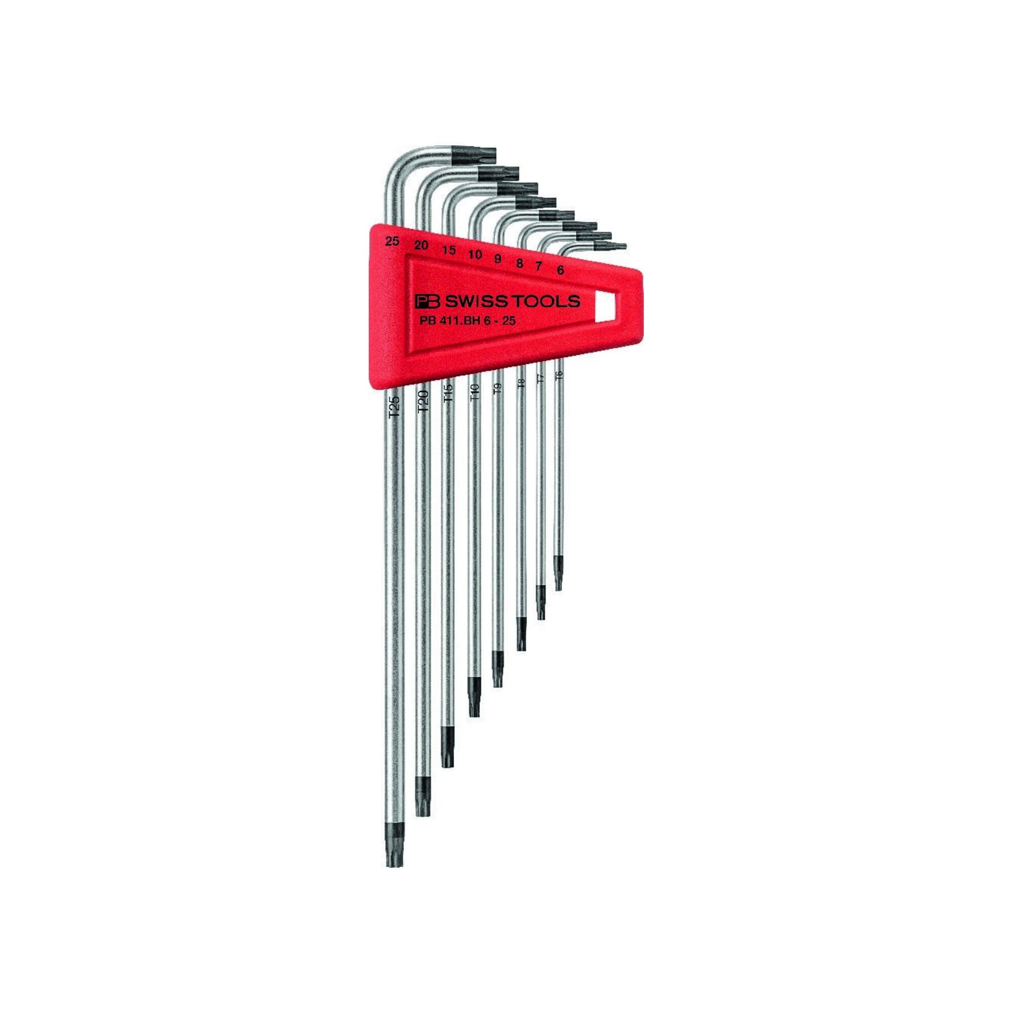 PB Swiss Tools Winkelschraubendreher- Satz im Kunststoffhalter 8-teilig T6-T25 Bohrung Swiss (PB 411.BH 6-25)
