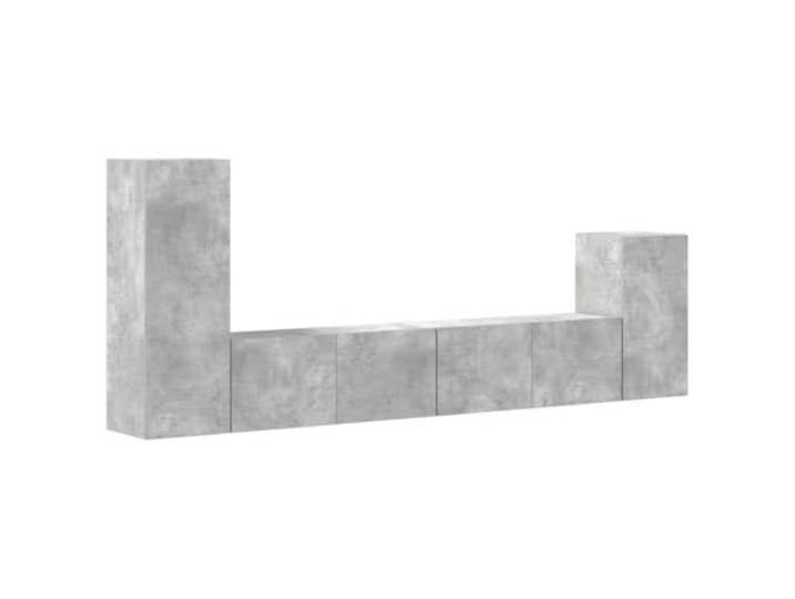 Roanoer 4-TLG TV-Schrank Set Wandmontage Hängeschrank Betongrau Platzsparende TV Lowboards zur Wandmontage für Wohnzimmer und Schlafzimmer mit reichlich Stauraum in Betongrau.