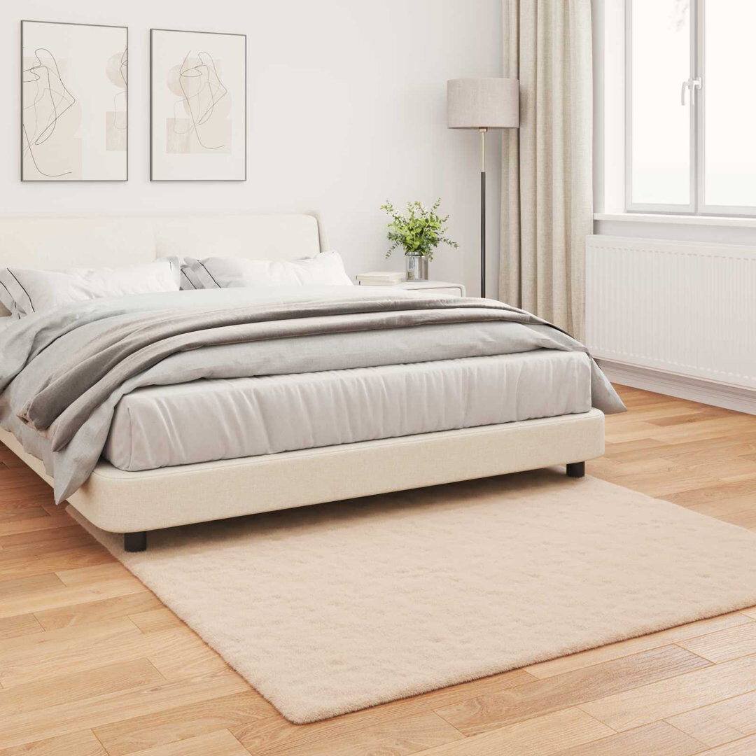 Latitude Run Faux Rabbit Fur Rug Olite Polyester Taupe Square 160 cm