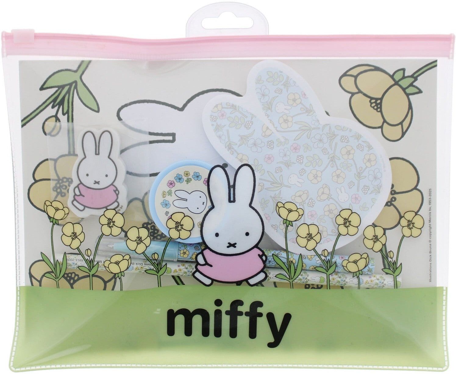 Miffy Buttercup Super Stationery Set by Blueprint, Includes Exercise Book, Pen, Pencil, Eraser, Sharpener and Sticky Notes