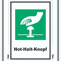 HB-Druck Not-Halt-Knopf Aufkleber A6 (105x148mm)