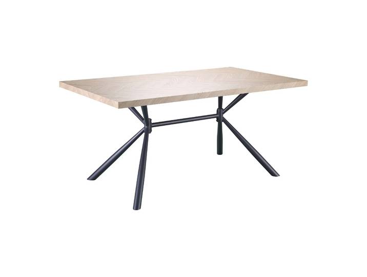 Esstisch GOODPRODUCT Larchant , schwarz (eichefarben, schwarz, eichefarben), B:160cm H:76cm T:90cm, Tische, Esstisch, Tischplatte in Fischgrätoptik, schwarze Metallbeine, Höhe 76 cm