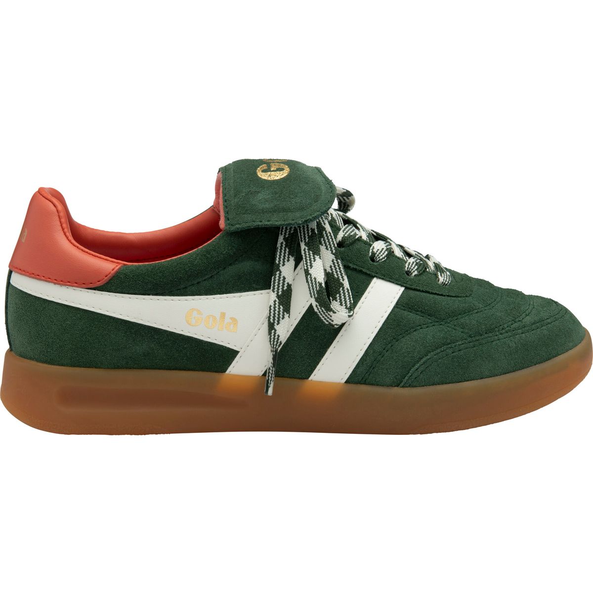 Gola Stadia '86 Sneaker Women evergreen/off white/hot coral/gum (NW) 9 CLB787-NW-9-evergreenoffwhitehotcoralgum