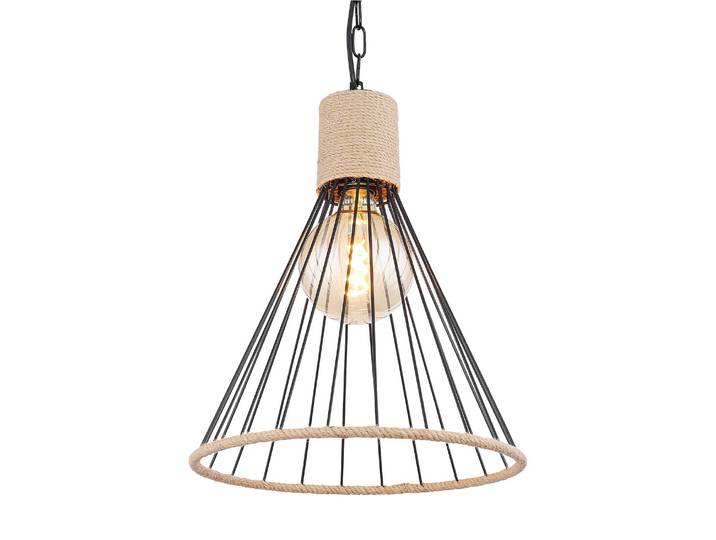 Suspension Halia XIII Ø 35cm Beige/Noir Matériau : Métal, Fibres naturelles Surface en métal : Laqué Type de fibre naturelle : Feuille Type de