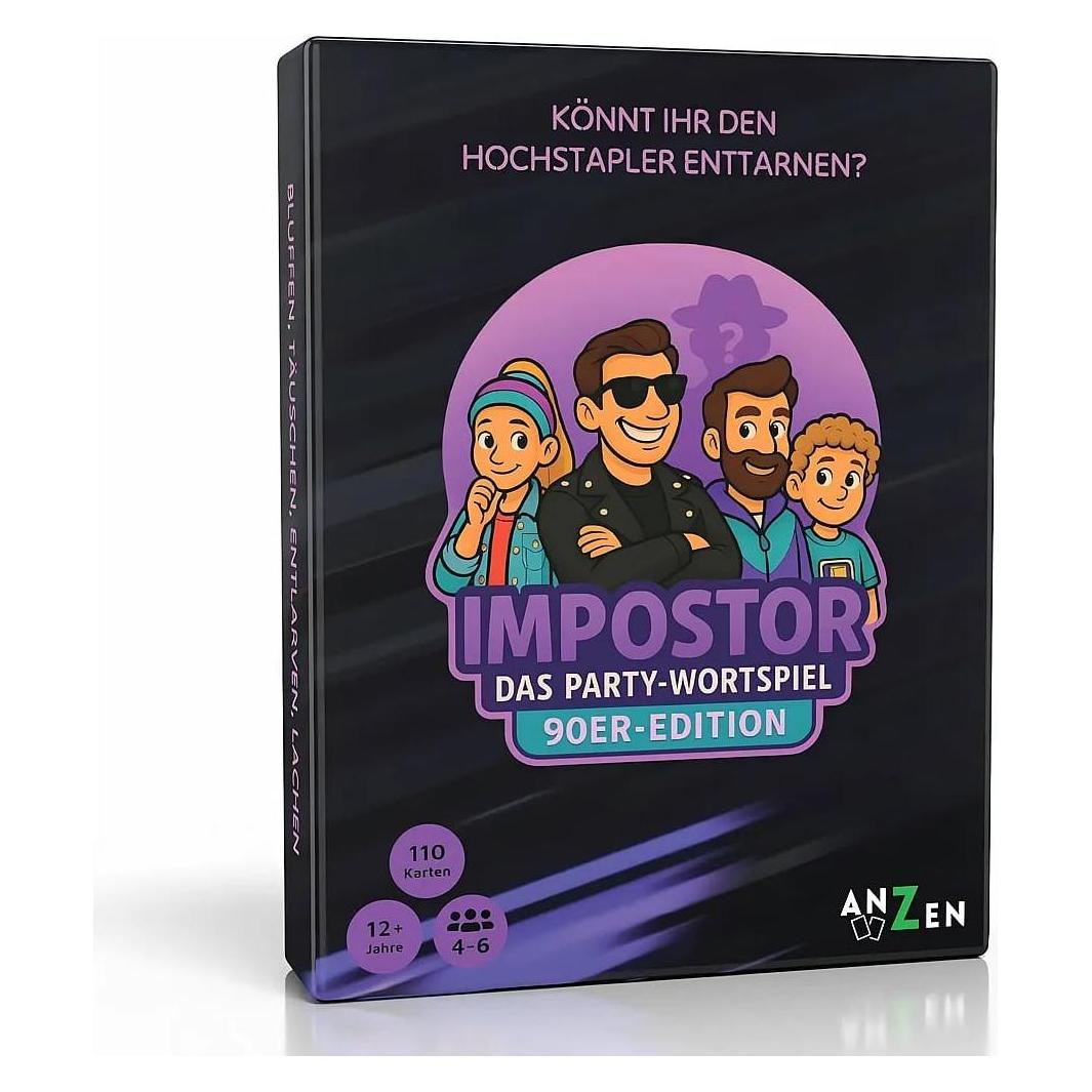 Anzen Spiele IMPOSTOR - Das Party-Wortspiel - 90er-Edition (Deutsch, 4 - 6 Spieler) (4262394130237)