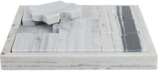 Sagebrook Home "Handcrafted Banswara Stone Marble Square Puzzle Game Decor - 13"" White - 13"" x 13"" x 1"""