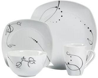 Pescara 16pc Soft Square Porcelain Dinnerware Set