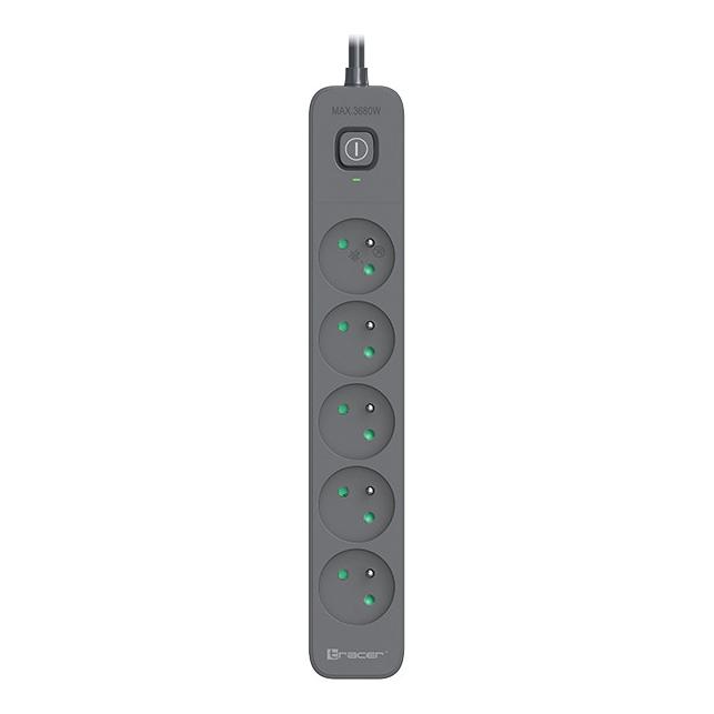 Tracer 47025 Zebra mobile ready 1.5m (5 outlets + 2USB 2,1A) (6x, CEE 7/4, 1.80 m) (TRALIS47025)