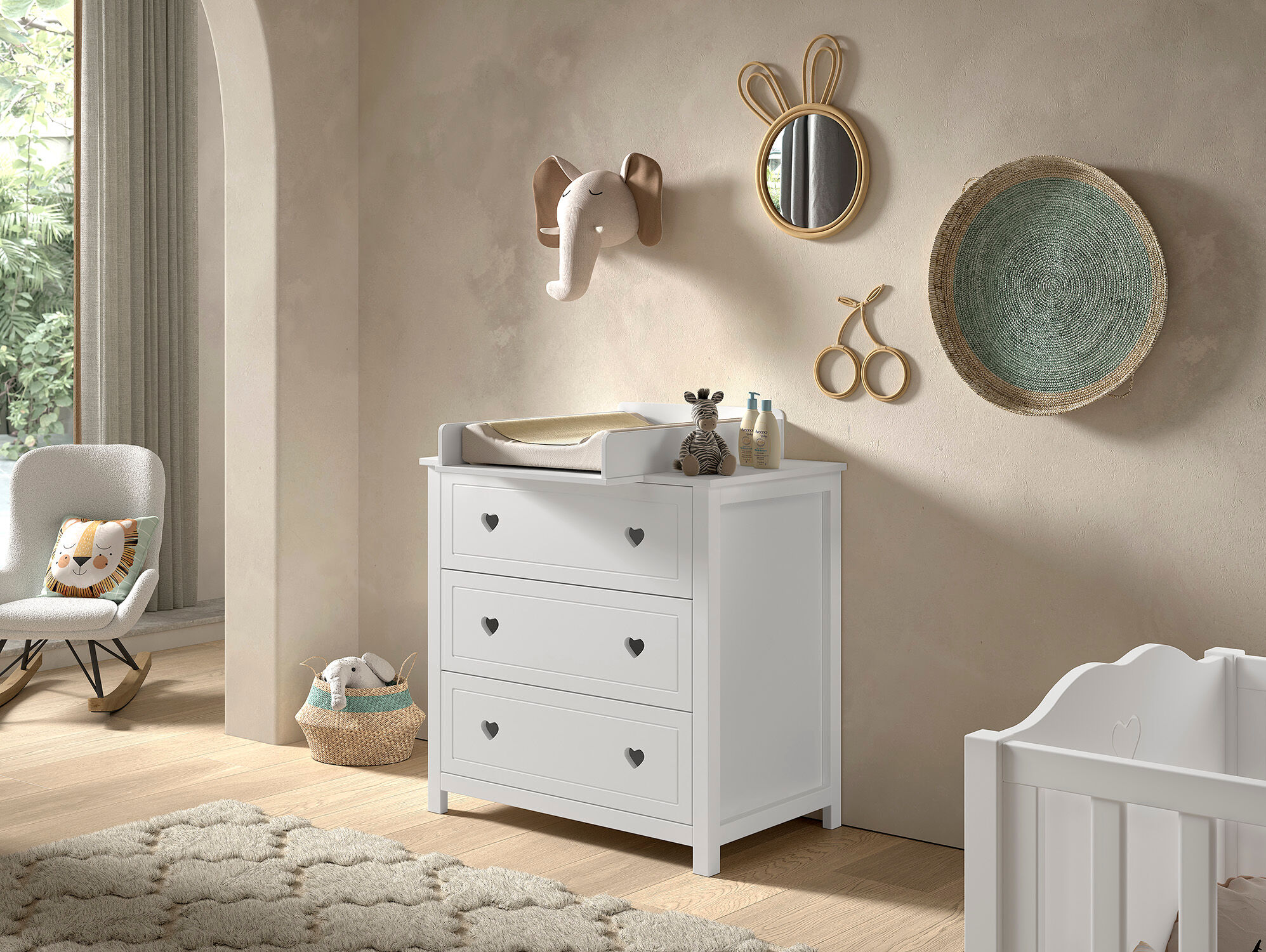 Kommode VIPACK "Amori mit 3 geräumigen Schubladen, hier haben Sie alles griffbereit", weiss (weiß), B:90cm H:103cm T:76cm, MDF, Sideboards, Kommode, inkl. Wickelaufsatz aus massiver Kiefer, Kommode aus MDF weiss lackiert weiß B/H/T: 90cm x 103cm x 76cm, l