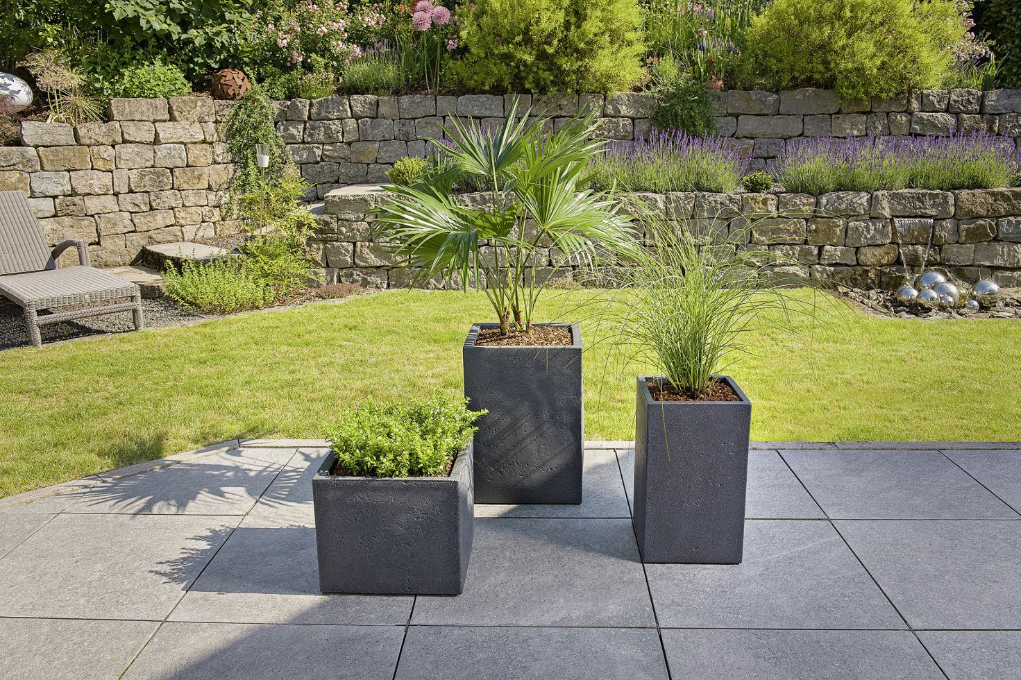 Scheurich Pflanzgefäß C-Cube Serie 240 schwarz granit 48 cm