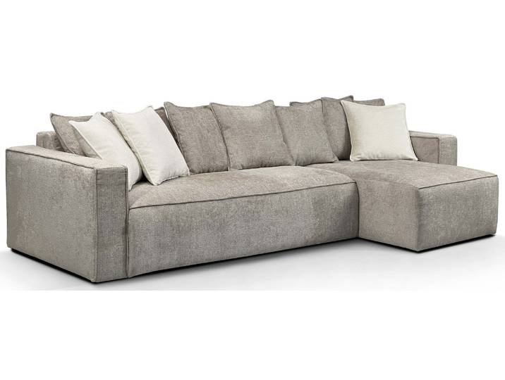 TOULON - Canapé d'angle convertible 6 places - Velours, Beige