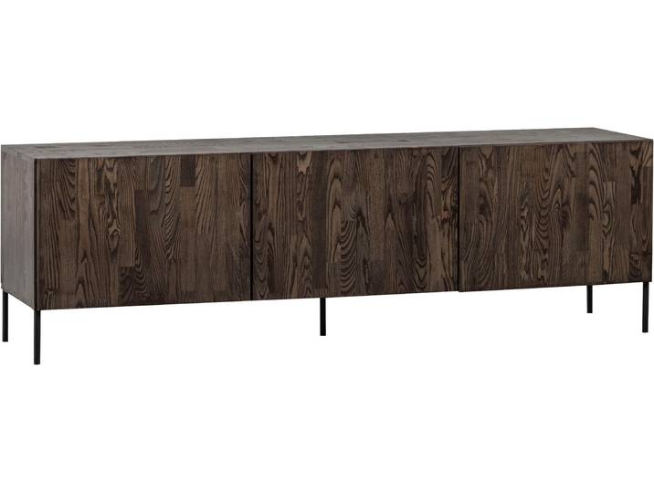 Lowboard WOOOD Bono mit Eschenfurnier und 3 Türen , braun, B:180cm H:56cm T:46cm, FSC-zertifiziertes Massivholz, Sideboards, Lowboard, Eschenfurnier mit Beizung, Tragkraft Deckplatte 30 kg
