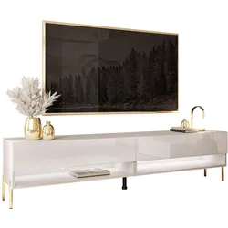 TV-SCHRANK CALANTE 180 cm auf geraden goldenen Chrom-Beinen