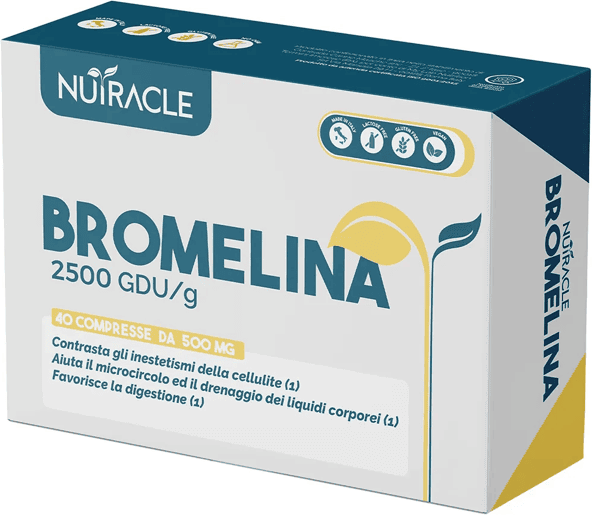 Nutracle Bromelina Integratore Anti Cellulite Enzima Ananas 40 Compresse