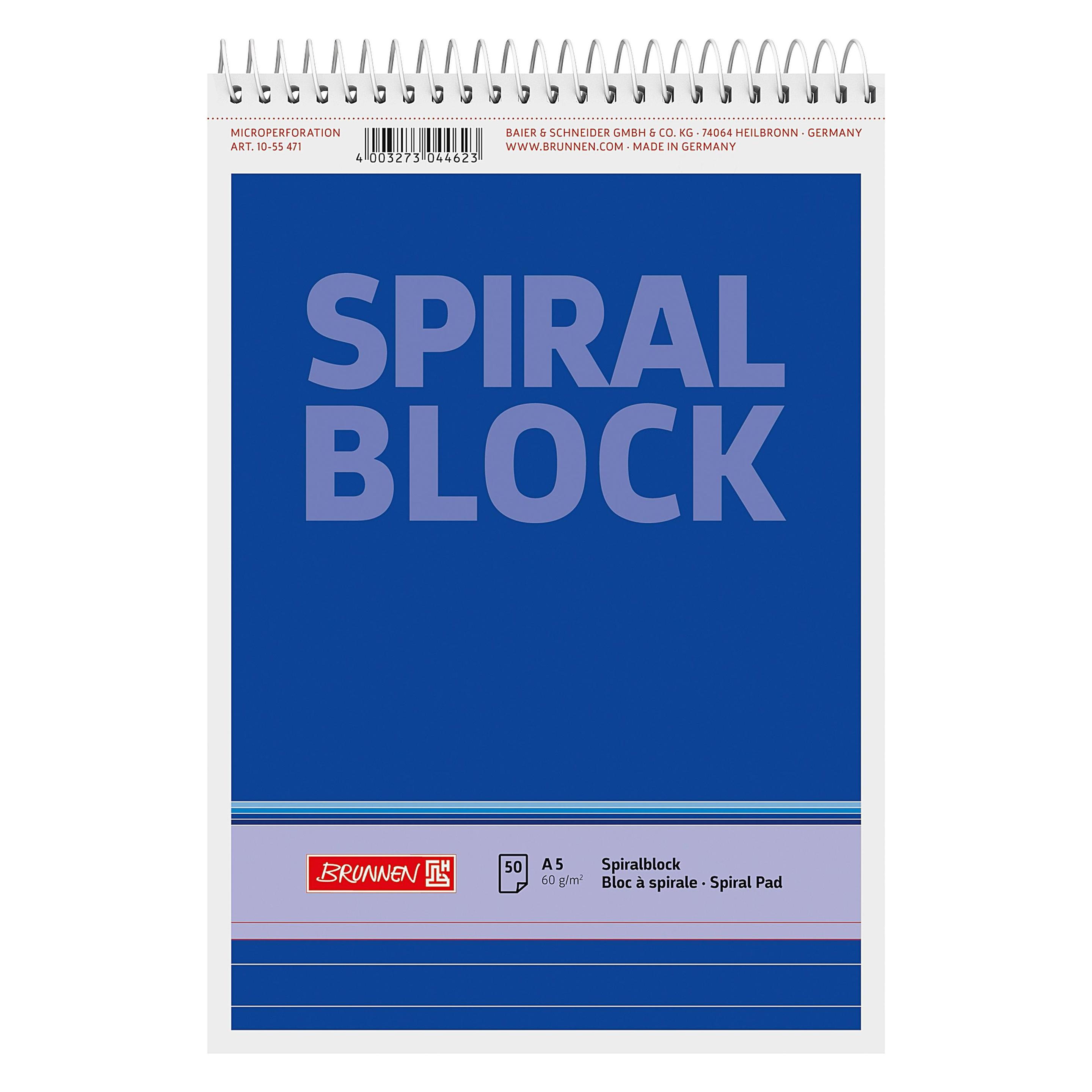 Brunnen Spiralnotizblock (A5, Liniert) (1055471) Mindestbestellmenge: 10 Stück