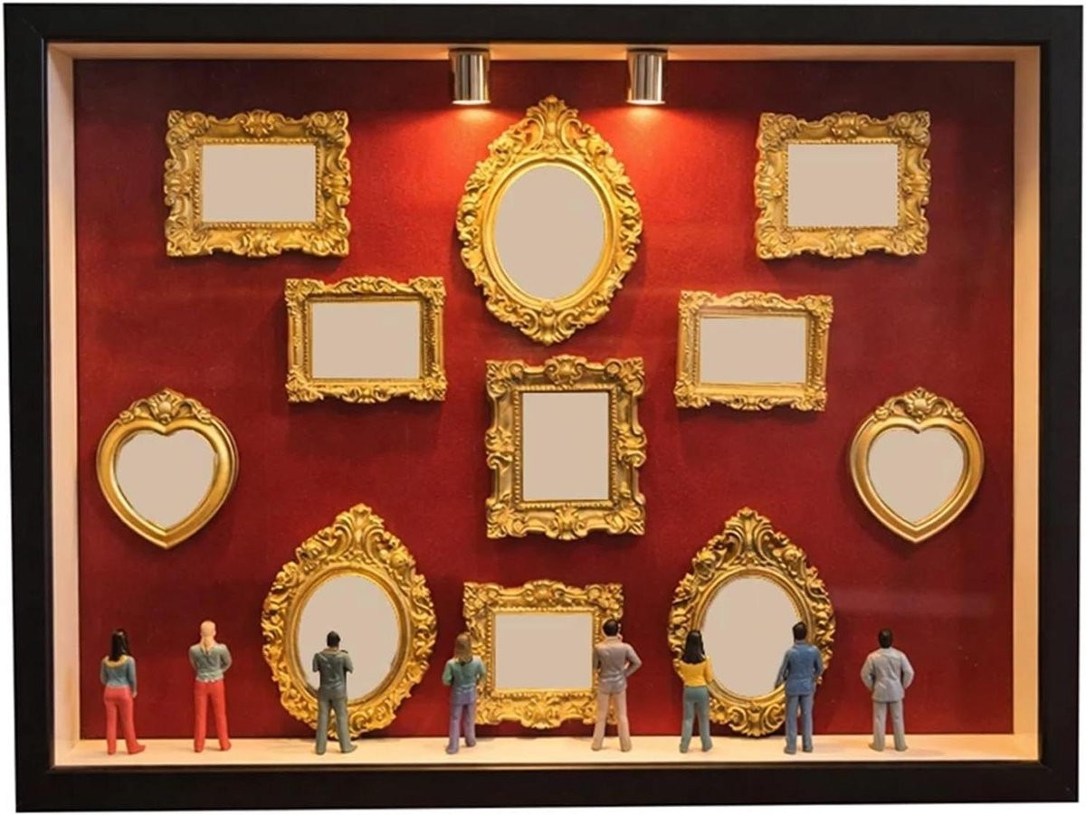 Silhouet Doos Kit Mini Museum - Zwart - Met Verlichting en Acryl Front voor het Tonen van Herinneringen