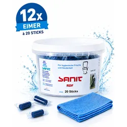 BADfabrik24 Sanit Spülkastensticks RDF blau 3372 12 Stück + Mikrofasertuch