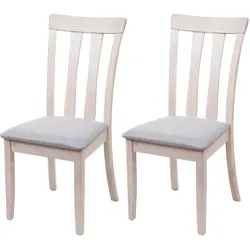 2er-Set Esszimmerstuhl MCW-G46, Küchenstuhl Stuhl, Stoff/Textil Massiv-Holz ~ helles Gestell, grau