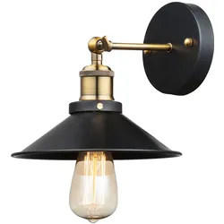 LED Wandleuchte Altmessing Industriell Wandlampe schwenkbar schwarz Wohnzimmerleuchte Wand Retro, Metall, 7W 720lm warmweiß, BxHxT 22x20x26 cm
