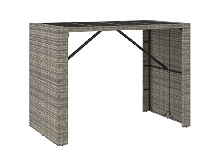 Makastle Bartisch Grau 145x80x110 cm PE-Rattan Hartglas