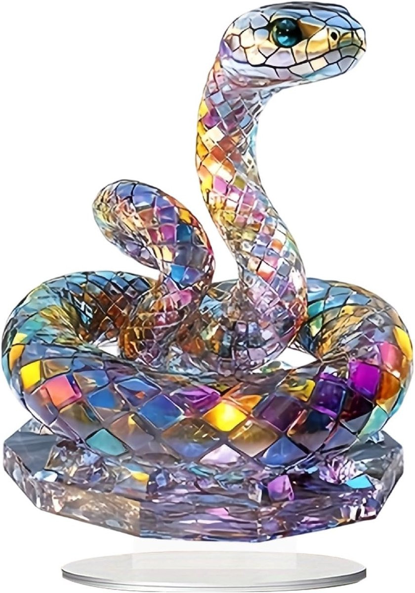 Multicolor Slangenbeeldje Tafelornament van Acryl voor Binnen en Buiten Decoratie