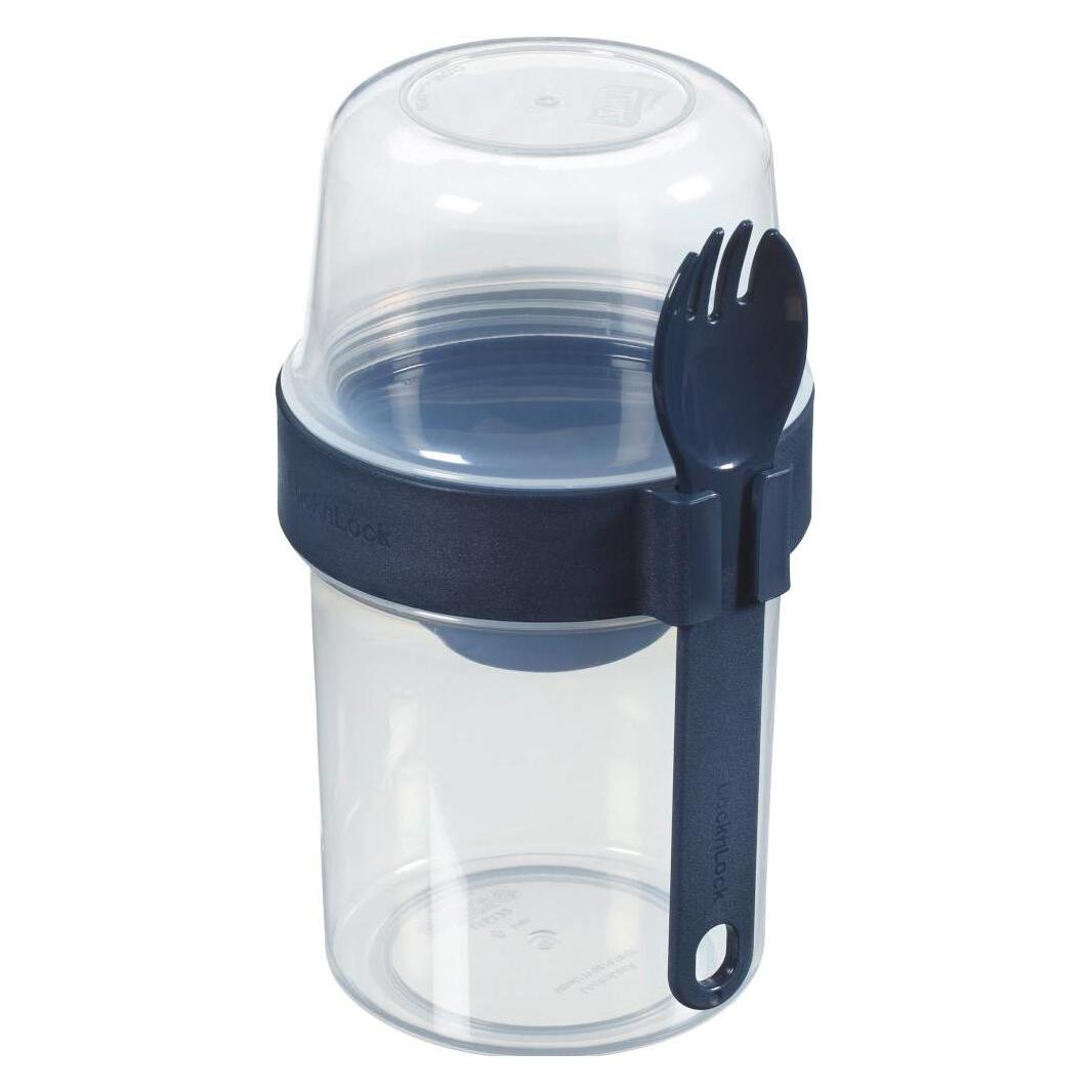 Lock & Lock Cerealienbox ToGo 310 + 560 ml 2 Way Box mit Spork (0.31 l) (LLS222L)