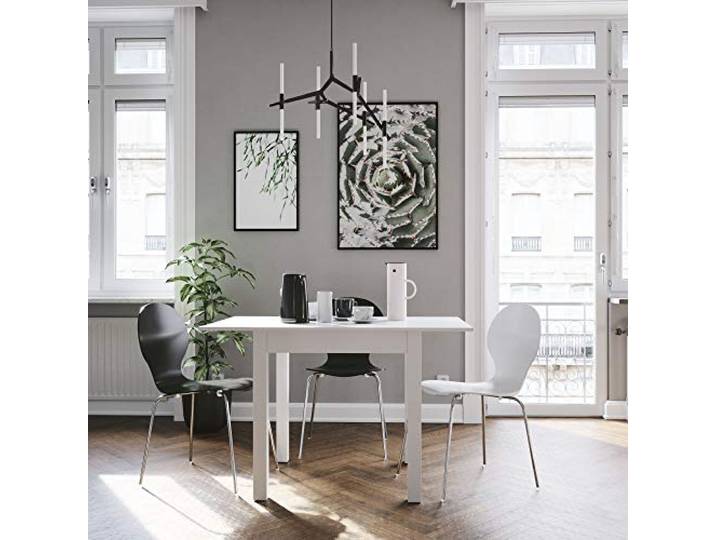 Newroom Esstisch Weiß Holzwerkstoff modern skandinavisch Küchentisch matte Oberfläche, rechteckige Tischplatte, gerade Beine, Esszimmertisch, Esszimmermöbel, minimalistisch, für kleine Küchen
