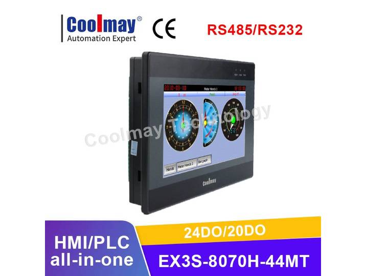 Coolmay HMI PLC tout-en-un 7 pouces 800*480 24DI 20DO compatible MODBUS RTU RS485 RS232 pour machine de lavage de voitures, directement de l'usine
