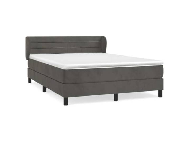 PUGYNBK Boxspringbett aus Samt, dunkelgrau, 180 x 200 cm Verstellbares Kopfteil, Taschenfederkerne, mittlere Festigkeit, weicher Schutz