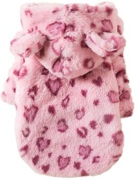 Multisell Products Hub Winter Pet Dog Clothes Warm Fleece, Dog Coat Jacket, Leopard Dog Hoodie, French Bulldog Clothing For Small Dogs pink m