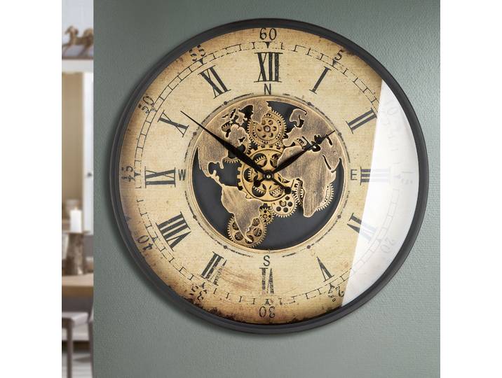 Wanduhr CASABLANCA BY GILDE Wanduhr Vintage , braun (kupferfarben), B:60cm H:60cm T:8cm, Wanduhren, Wanduhr