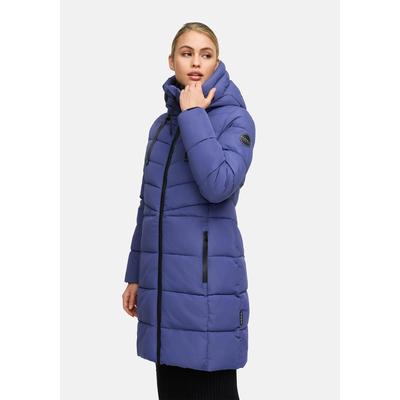 Winterjacke MARIKOO "Natsukoo XVI", Damen, Gr. M, blau (blau violet), Obermaterial: 100% Polyester, Jacken Winterjacke, Stepp Mantel mit großer Kapuze