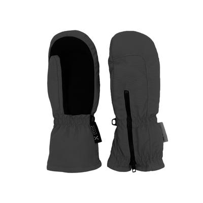 Fäustlinge MAXIMO, Mädchen, Gr. 2, grau (anthrazit), Stoff, Kunstfaser, unifarben, Handschuhe Fäustlinge, mit Reißverschluß, atmungsaktiv, beschichtet, langer Schaft
